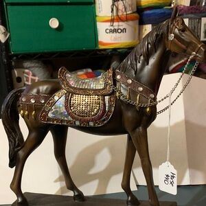 Vintage 1950’s Brown Horse Figurine with Saddle @ Mirror Accents & Bridle 10x10